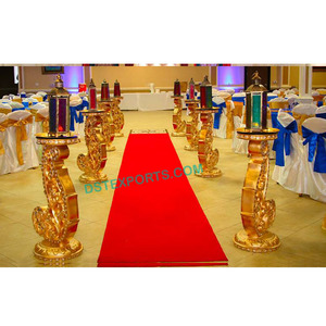 Columnas Decorativas Estilo Pavo Real para Pasillo de Boda, Columnas de Diseño Doradas de Fibra para Pasillo, Decoración de Columnas para Pasillo de Boda India, Reino Unido - Product Image 1
