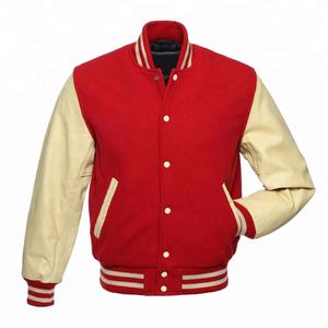 Vestes d'université Letterman de baseball décontractées pour l'hiver Logos de marque privée Bras en cuir Mouton de style vintage pour l'école - Product Image 5