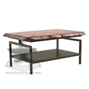 Table basse en fer avec panneau à bord vif vintage industriel et moderne pour meubles de maison, salon, cuisine traditionnelle - Product Image 3