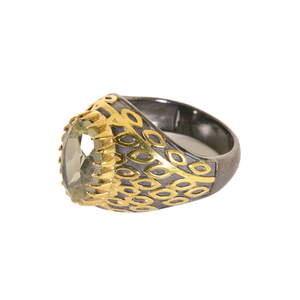 Wholesale 925 Sterling Silver Black Rhodium & Gold Plated <b>Ring</b> Romantic Classic <b>Green</b> <b>Amethyst</b> Gemstone for Wedding - Product Image 2