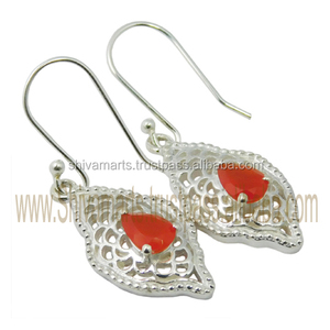 Solid 925 Sterling Silver Carnelian Gemstone <b>Earring</b> Handmade Fancy Silver Jewelry <b>Earrings</b> Supplier - Product Image 2
