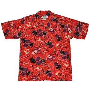 Aloha oem-camisas hawaianas de algodón de manga corta para hombre, camisas estampadas cómodas