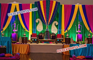 Meubles de scène de mariage style royal moderne, personnalisables en taille et en forme, en fibre de verre légère, pour événements Sangeet - Product Image 4