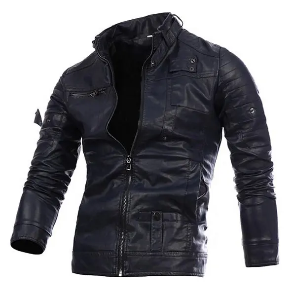 Кожаная куртка OEM стильная строчка, воротник-стойка, воротник-стойка на пуговицах мотоциклетная кожаная куртка для мужчин, изготовленные на заказ кожаные куртки MK-LJ-3292