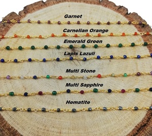 Cadena de Piedras Preciosas de Granate Natural de 2.5mm con Cuentas Facetadas en Forma de Rondelle, Hecha en India, Modelo GBC009 de Nanplanetsilver - Product Image 2