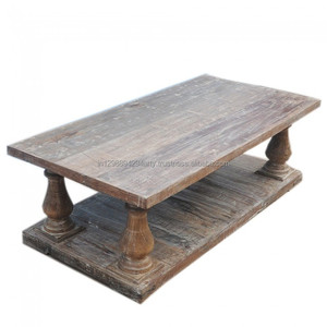 Table basse en bois de manga massif, Style ancien rustique, en bois - Product Image 3