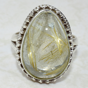 ที่ยอดเยี่ยมลูกแพร์รูปร่างทอง Rutile 925แหวนเงินสเตอร์ลิงผู้ส่งออกและผู้ค้าส่งอินเดียแฟชั่นเครื่องประดับเงิน - Product Image 2