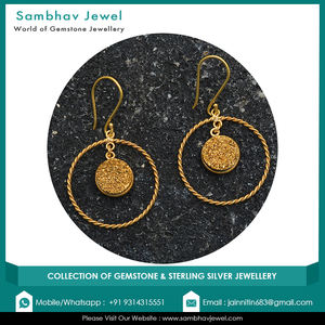 Pendientes de Plata de Ley 925 con Gancho, con Piedra Preciosa de Cuarzo Drusa Natural Personalizada, Chapados en Oro, para Mujer, Joyería de Moda Boho - Product Image 5