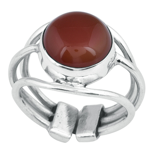 Orange Cornaline Forme Ronde 925 Bague Spirale En Argent Sterling Bijoux Élégant À La Mode Plaqué Argent Pour Mariage, Fête, Cadeau. - Product Image 2