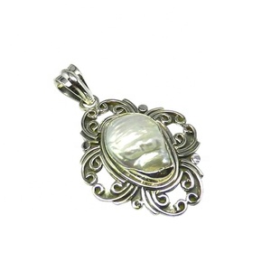 Pendentif perle d'eau douce en argent sterling 925 Nouveau design Bijoux fins avec placage au rhodium pour vêtements de fête et cadeau lui donnant - Product Image 1
