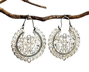 New Design <b>Silver</b> Bohemian <b>Earring</b> for Girl <b>Women</b> Handmade Brass Hoop <b>Earring</b> - Product Image 2