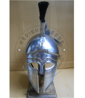 Réplica de casco corintio griego Medieval, armadura portátil de acero negro, traje de caballero romano Spartan LARP, artesanías de Metal más grandes