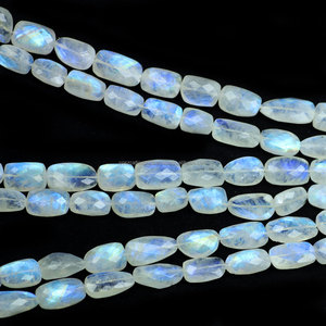 Pierres de lune arc-en-ciel naturelles, pierres roulées, brins de pierres précieuses en vrac, couleur blanche, certifiées par un tiers pour la fabrication de bijoux - Product Image 1
