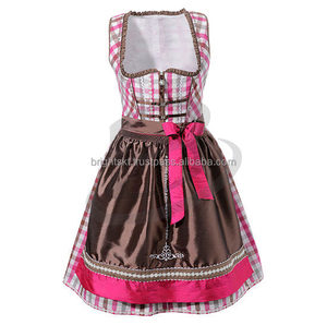 Dirndl ชุดเดรสผู้หญิง Oktoberfest,ชุดเครื่องแต่งกายสาวอวบลายสก็อต Oktoberfest เบียร์เยอรมัน - Product Image 1