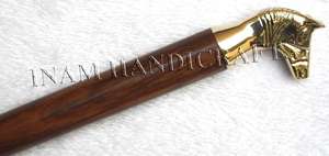 ฮอร์น Shoehorn ทองเหลืองโบราณพร้อมเพลาไม้และหัวม้าทองเหลืองที่เป็นของแข็ง - Product Image 4