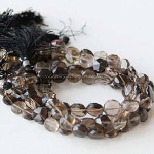 Cuentas de piedra sueltas ovaladas lisas de piedras preciosas marrones de cuarzo ahumado - Product Image 3