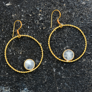 Customized Handmade OEM ODM Solid 925 <b>Sterling</b> <b>Silver</b> Natural Moonstone Gemstone Gold Plated Fashion <b>Hoop</b> <b>Earrings</b> Women Jewelry - Product Image 4
