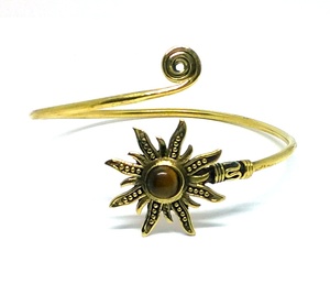 Brazalete de piedra de Color dorado, brazalete de latón, joyería de Color dorado para mujer, brazalete de último estilo de moda 2023 con piedra de tigre - Product Image 3