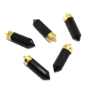 Últimas Novo Design Preto Onyx Conector Jóias Bala Forma 24k Banhado A Ouro Conector Jóias