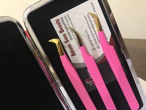 Pinzas de extensión de pestañas con agarre de diamante al por mayor pinzas de extensión de pestañas doradas y rosas sostenibles de acero inoxidable fabricante - Product Image 3