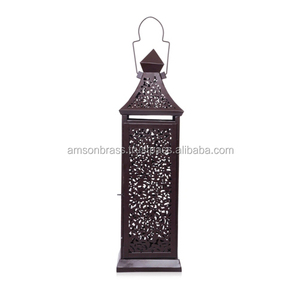 Lanterne en métal de qualité supérieure, lanterne marocaine décorative en métal faite à la main, lanterne à bougie perforée pour la décoration de festival - Product Image 3