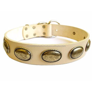 Collier de chien durable personnalisé de luxe cuir tressé solide motif solide rembourrage souple boucle en métal utilisation en extérieur rivet d'entraînement - Product Image 4