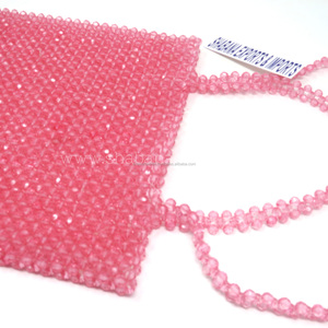 Sacs à main en cuir véritable pour dames Sac fourre-tout en perles de style luxe simple Décoration perlée durable Fermeture ouverte à deux poignées Fait à la main - Product Image 4