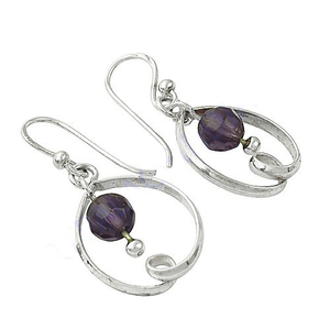 Boucles d'oreilles perlées en argent sterling 925 avec améthyste africaine Boucles d'oreilles légères en perles de gemme - Product Image 2