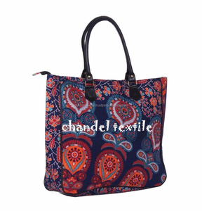 Bolso de compras hecho a mano de algodón con patrón de rayas indias Vintage, bolso de hombro Hippie para mujer, monedero de Mandala, bolso de compras - Product Image 1