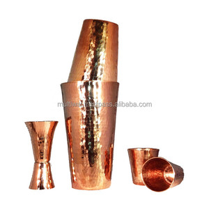 Tasse droite unique en cuivre avec jigger et verre à liqueur pour boire - Product Image 1