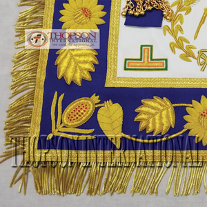 ผ้ากันเปื้อนสำหรับช่างก่ออิฐทองคำทำมือปักปกคอเสื้อด้วยริบบิ้นผ้าคอตตอนฟรีเมสันสำหรับงานเย็บปักถักร้อย - Product Image 4