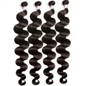 hair extension body wave natural color China hair use machine double weft no shedding no tangling wholesale price faster ship