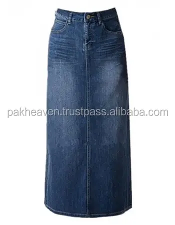 Kustom Denim Rok Jeans Rok Pendek Kembali Split Panjang Pensil Garis Maxi Jean Denim Rok