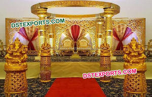 Jodha Akbar boda Mandap Bollywood Mandap Maharaja y Maharani Mandap tendencia fibra oro Mandaps para ceremonia de boda EE. UU. - Product Image 6