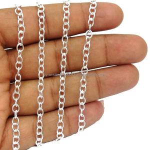 ทองแดงชุบเงินรูปไข่เหรียญโซ่-Little รูปไข่แบน Soldered สายโซ่ - Product Image 1