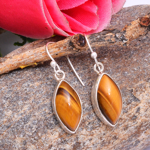 Pendientes de Plata de Ley 925 con Piedra de Ojo de Tigre Marquise, Joyería Moderna, Pendientes Plateados para Boda, Regalo para Mujer - Product Image 3