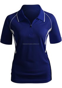 Señoras de la alta calidad de manga mitad cremallera Polo camisa/camiseta - Product Image 2