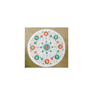 <b>Round</b> <b>White</b> Marble <b>Table</b> Top - Product Image 1