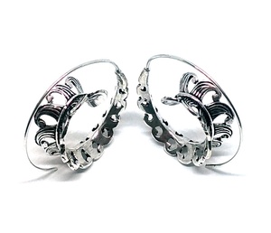 Boucles d'oreilles en laiton plaqué argent tribal ethnique bohème pour femmes - Product Image 3