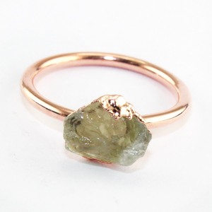 Natural Rough Raw Aquamarine Gemstone Ring 18k Rose Gold Electroplating Ring Handmade Unisex Brass Ring - Product Image 1