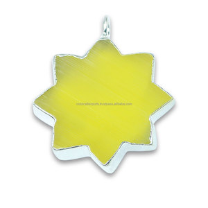 Monalisa Fine Jewelry 12mm Pendentif en forme d'étoile Plaqué or Turquoise Diamant Platine-Rhodium Galvanoplastie Argent pour les fêtes - Product Image 4