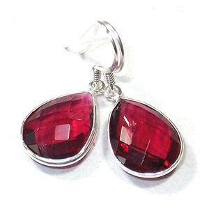 Conjunto de bisel de piedra de gota de lágrima, joyería de plata de ley 925, pendientes de cristal de colores, pendientes de tuerca de moda para mujer de Plata de Ley 925 - Product Image 6