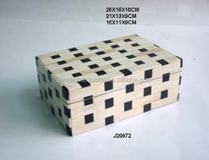 กล่องใส่เครื่องประดับทำจากไม้ขัดเงาธรรมชาติพร้อมแตรสีดำดีไซน์ฝังกระดูกสี่เหลี่ยมของขวัญแปลกใหม่สำหรับผู้หญิงและเด็กผู้หญิง - Product Image 3