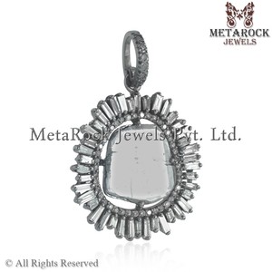 เพชรเหลี่ยมใส Slice เพชรแฮนด์เมด925เงินสเตอร์ลิงออกแบบเสน่ห์จี้เครื่องประดับผู้ผลิต - Product Image 2