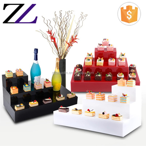 Soporte de mesa para banquete, elevador de buffet, postres, magdalenas, espejo blanco, acrílico transparente, 3 escalones, elevador de buffet - Product Image 4