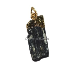 Pendentif brut naturel en Tourmaline, noir, 2 pièces - Product Image 1