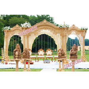 Gujarati boda aspecto de madera fibra Mandap boda fibra Pilar Mandap decoración nuevo estilo boda Mandap exterior/interior escenario - Product Image 1
