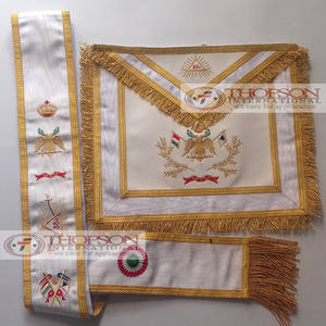 เครื่องราชอิสริยาภรณ์เมสัน ระดับ 31 องศา AASR ผ้าคลุมไหล่และสายสะพาย-เครื่องราชอิสริยาภรณ์ฟรีเมสัน พร้อมป้ายปัก ทำจากผ้าฝ้าย หนัง และริบบิ้น - Product Image 1