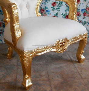 Fauteuil de salon en bois d'acajou avec feuille d'or antique - Product Image 6