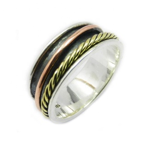 Handcrafted Fine Jewelry 925 Sterling Silver Brass Copper <b>Spinner</b> <b>Ring</b> Three Tones Meditation Eternity Vermeil <b>Rings</b> Trusted - Product Image 1